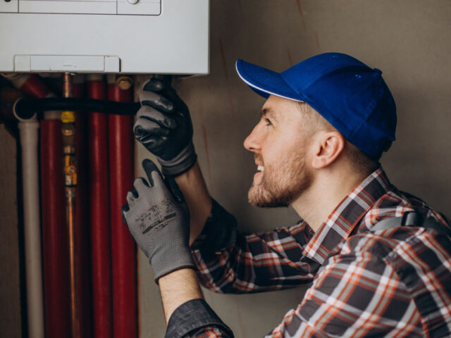 service-man-adjusting-house-heating-system